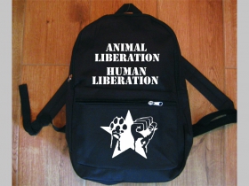 Animal Liberation - Human Liberation  jednoduchý ľahký ruksak, rozmery pri plnom obsahu cca: 40x27x10cm materiál 100%polyester